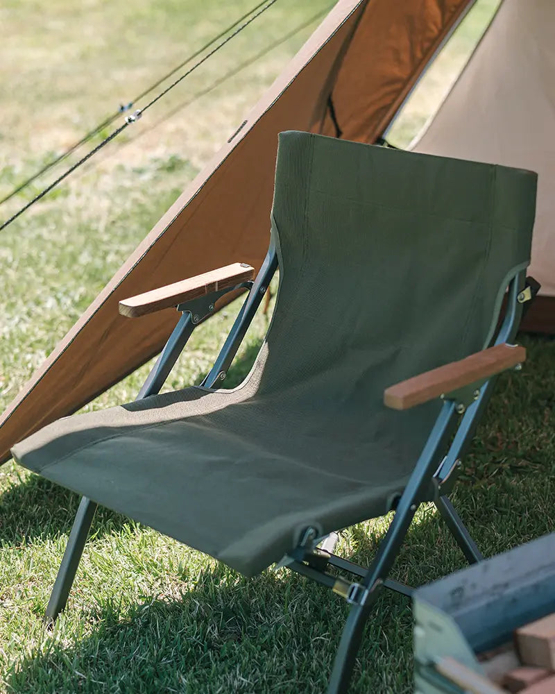 Luxury Low Beach Chair in Dark Green - Snow Peak