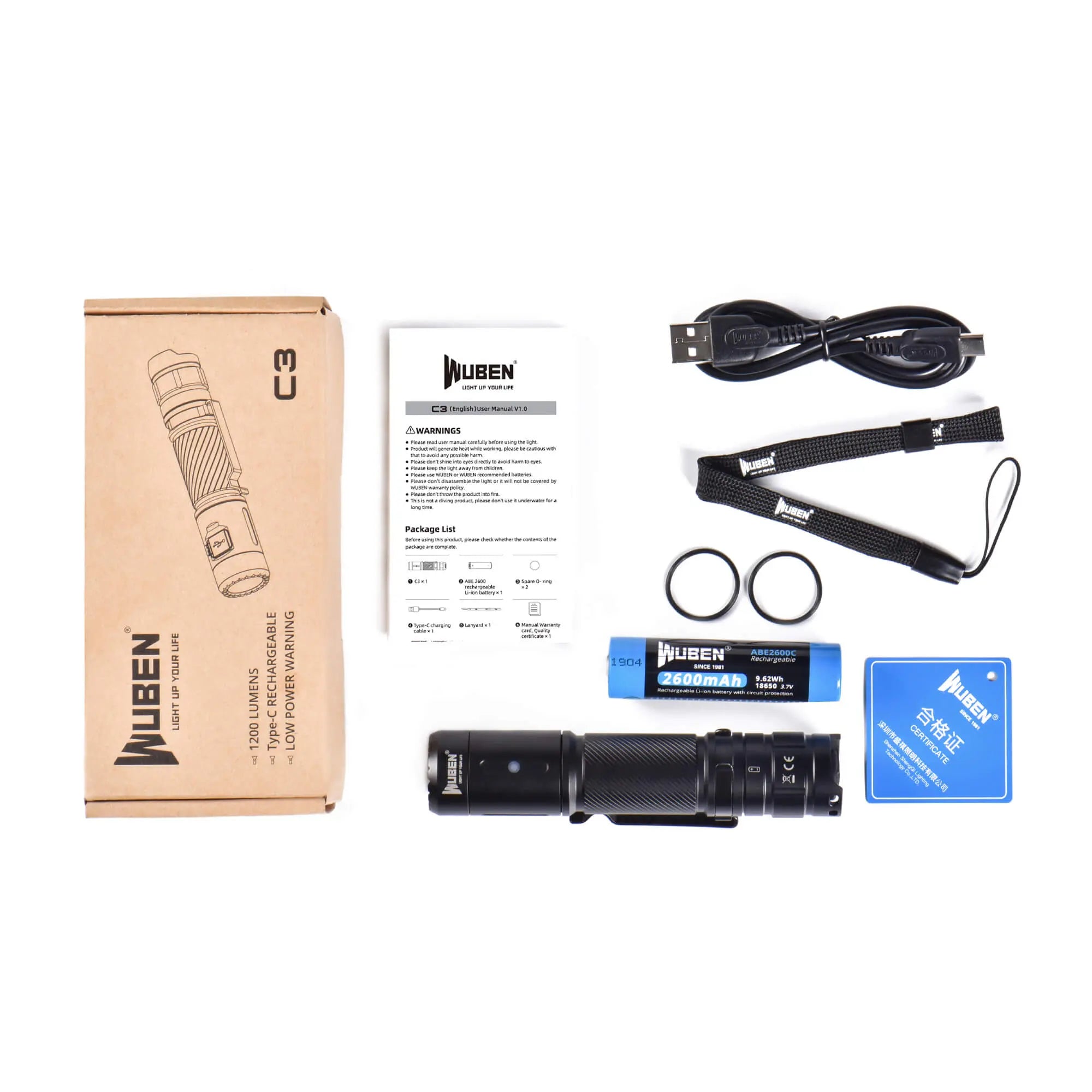 C3 1200 Lumen Compact Flashlight - WubenLight