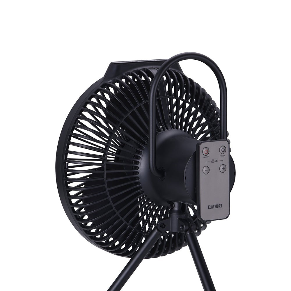 Remote control stored magnetically on the rear of the Black V1040 fan