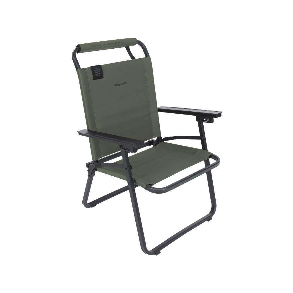 BUENOFE FLOW folding camp chair in khaki, front three-quarter studio view