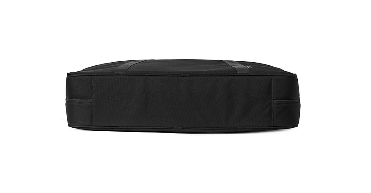 Side profile of the closed black CORDURA FD Chair Case showing its flat depth