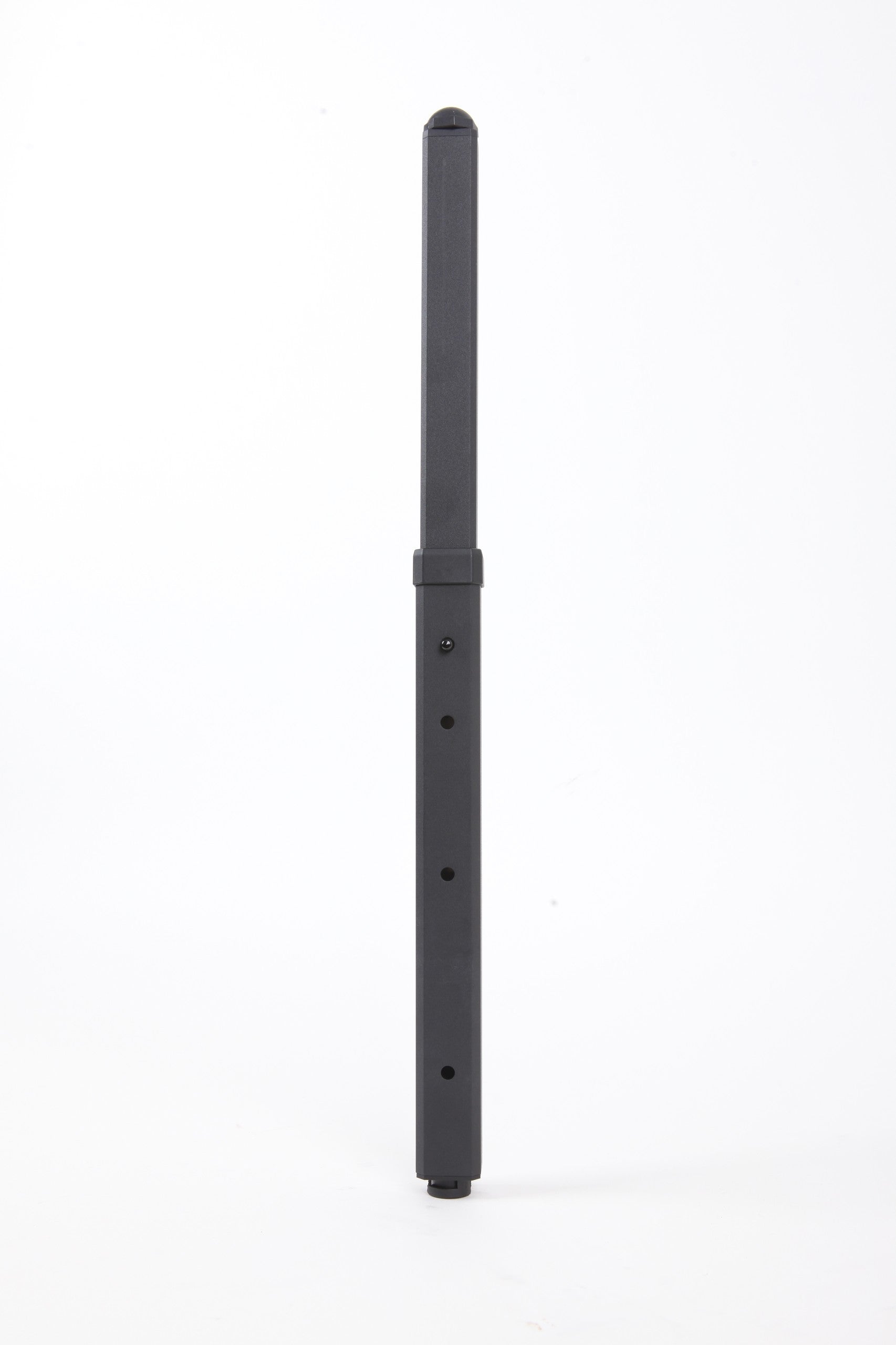 BUENOFE IGT Quick Slot Table Leg shown as a single black leg fully telescoped open on a white background, exposing the row of height-adjustment holes along the inner section that set the locking height stages.