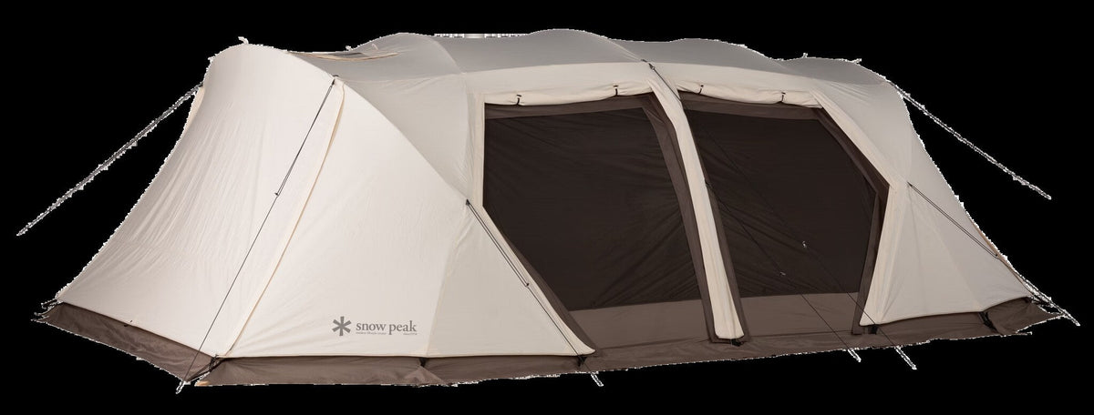 Land Lock X Fly Cover TC, fitted over the shelter, studio side view