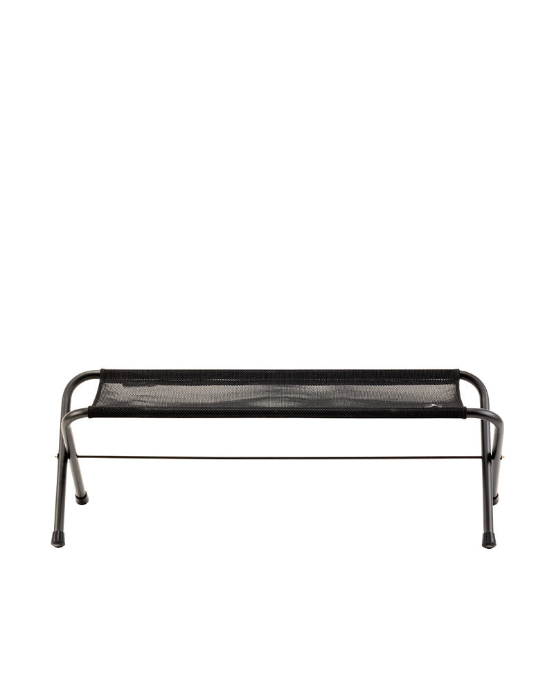 Mesh Folding Bench, Black, front view on a white background