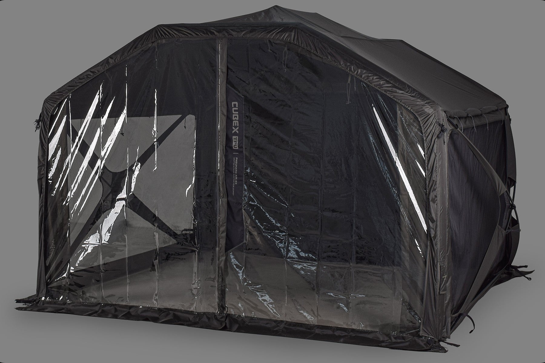 Monterra Cubex 2.8 TPU window panel installed on the shelter