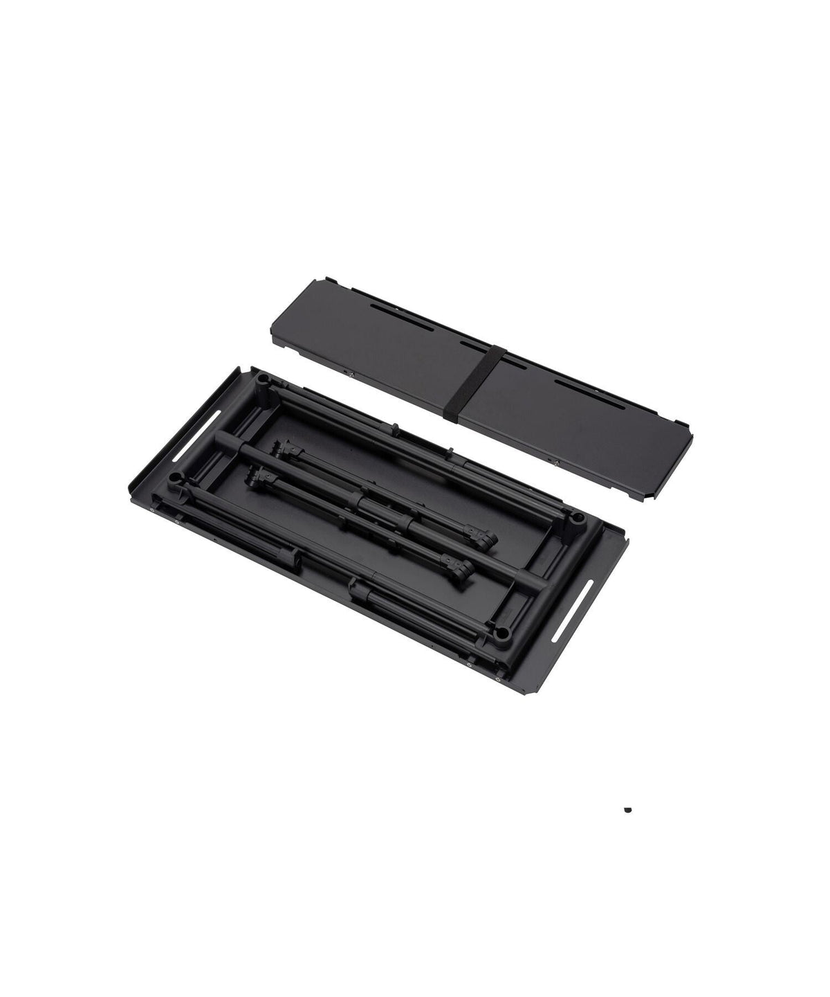 Noga Table, Black, folded with the two plates alongside