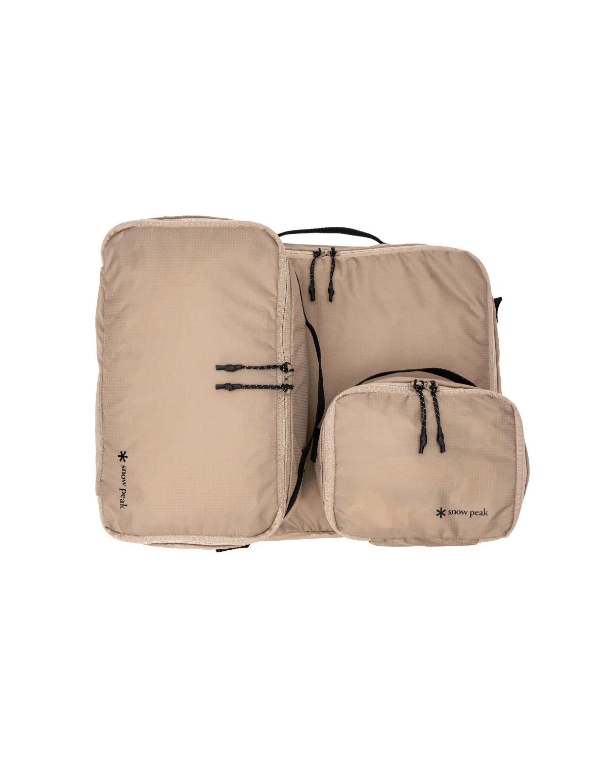 OT Packing Cube, Large, Medium and Small stacked together to show the size difference