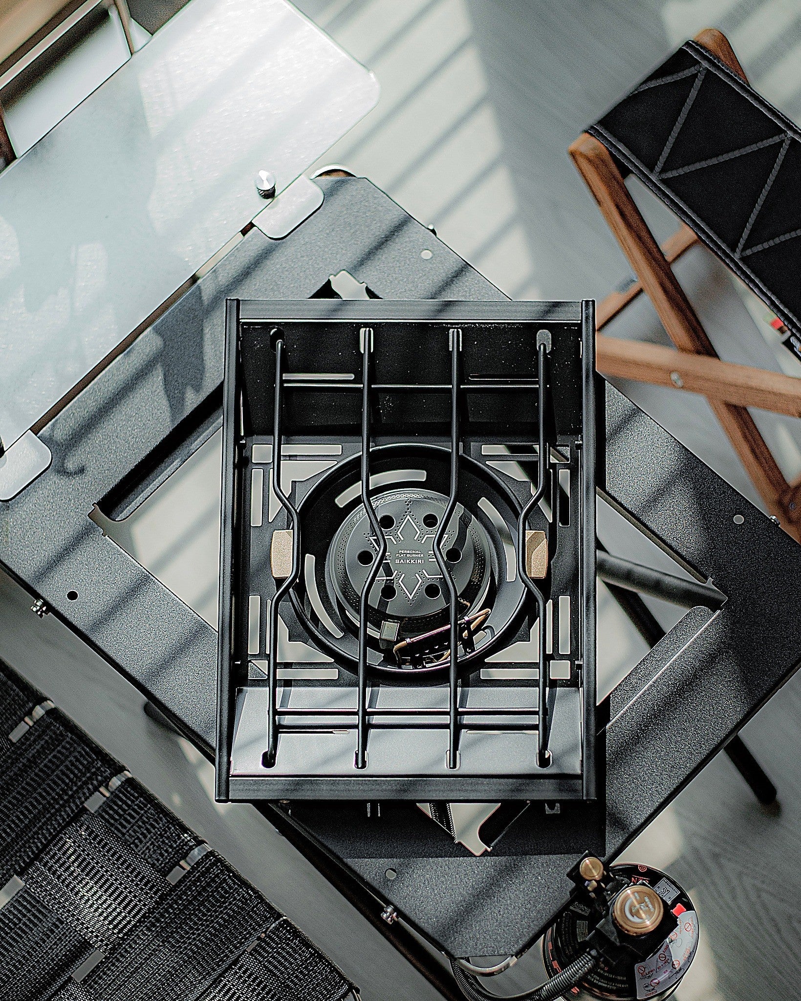 Top-down view of the Personal Flat Burner