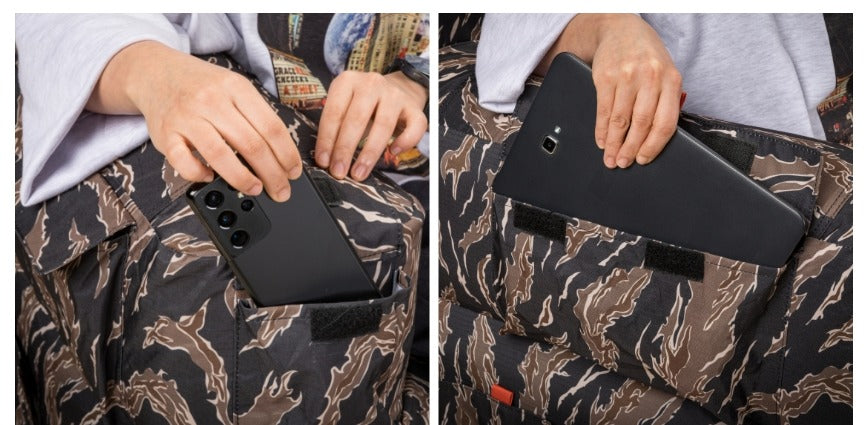 Smartphone and tablet pockets in use