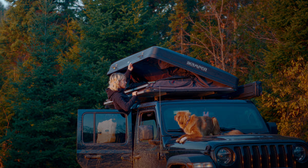 [The Girl with the Dog Camping Quietly] Rooftop Tent CAMPING with my DOG [ Cozy relaxing, comfort food, ASMR , HDR ]