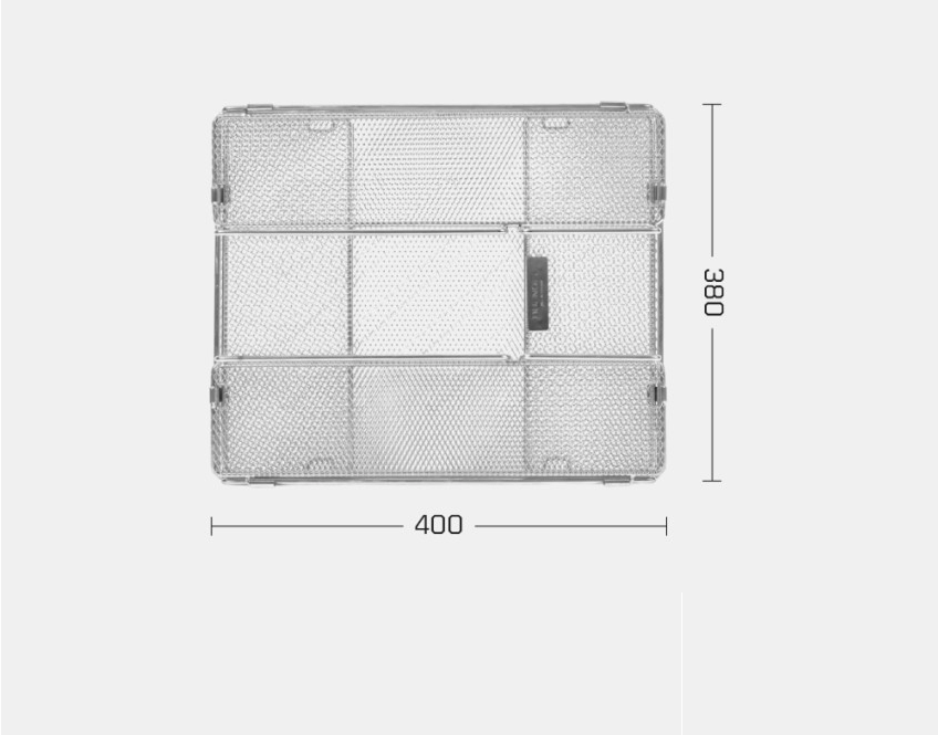 BUENOFE IGT Mesh Tray 1.5 folded dimension drawing showing 380 by 400 millimetres