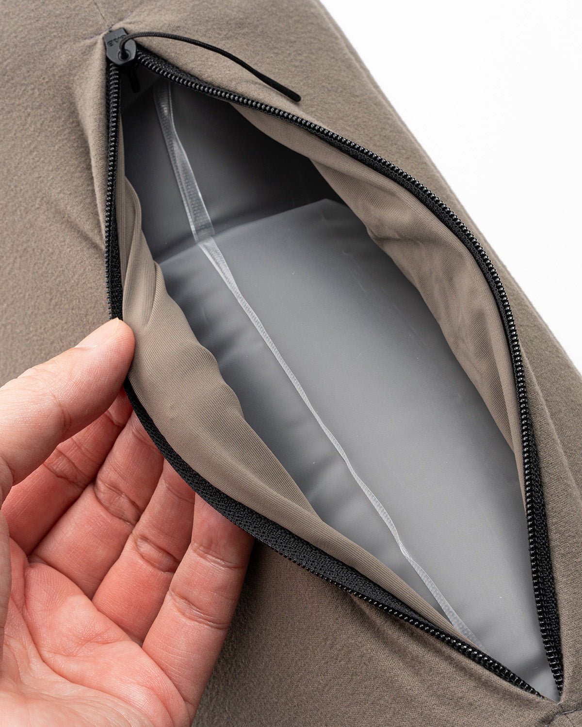 Air Pillow, cover unzipped showing the removable air bladder