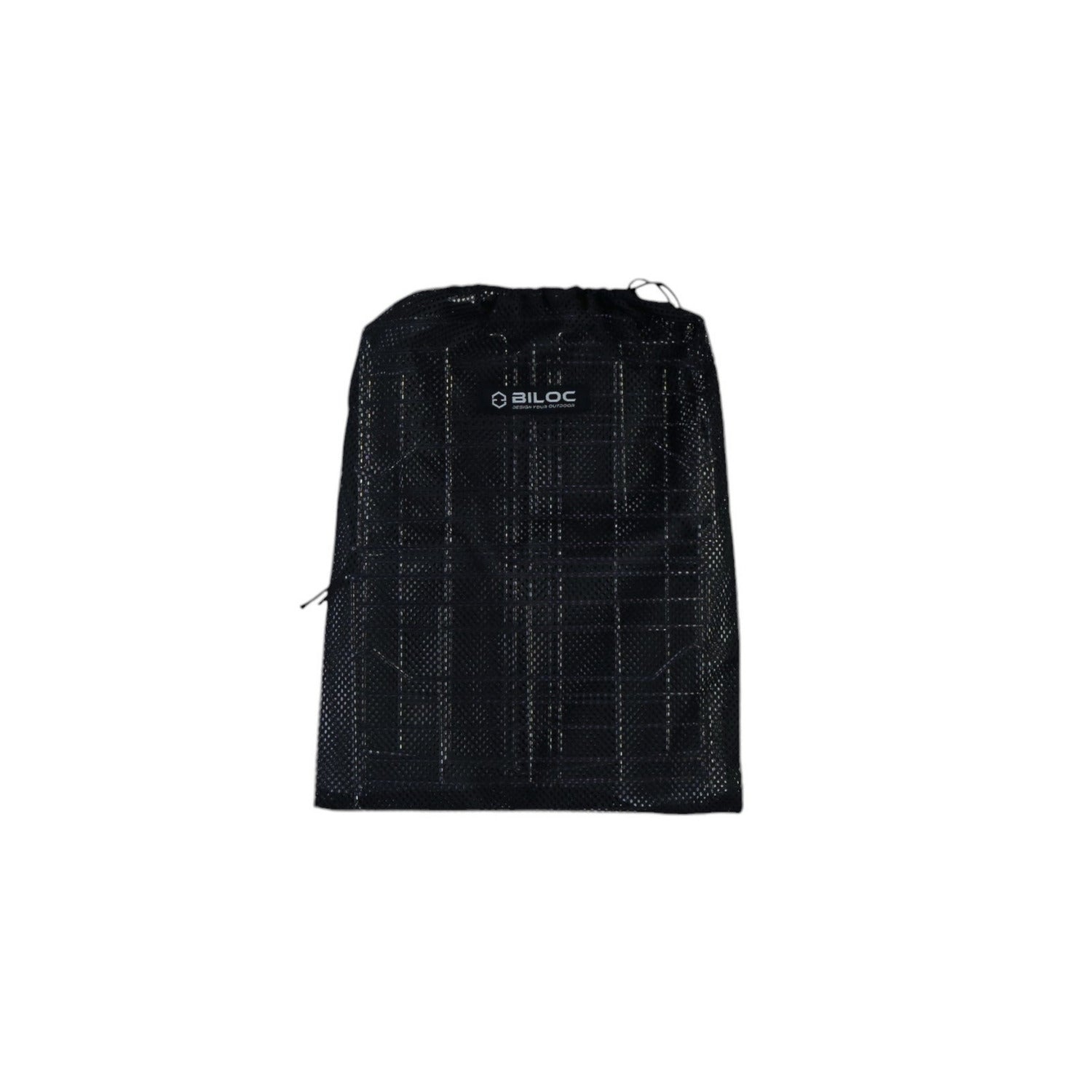 The mesh carry bag that ships with the basket, packed with the basket folded flat inside.