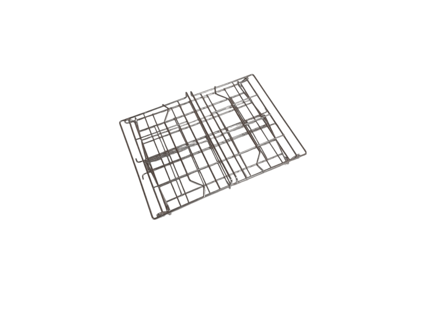 Folding wire basket unfolding from a flat slab to a locked, ready-to-use basket (animation)