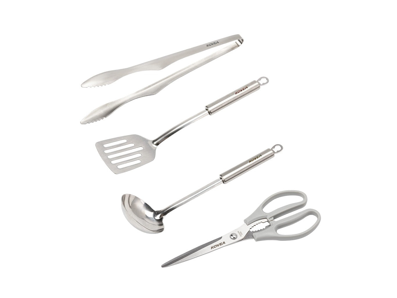 Cutting board, knife, and rice paddle from the Cooking Tool Set laid out