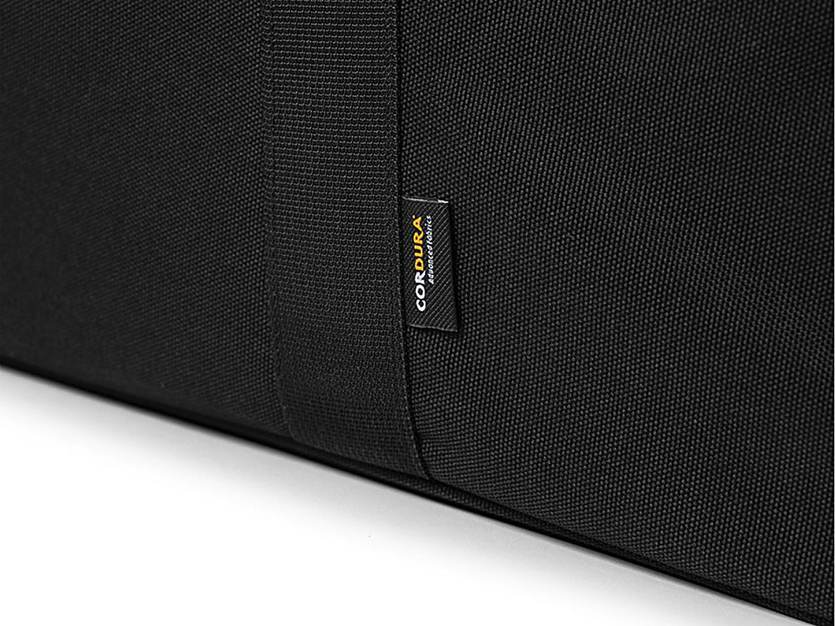 Close-up of the INVISTA CORDURA fabric label on the black CORDURA FD Chair Case