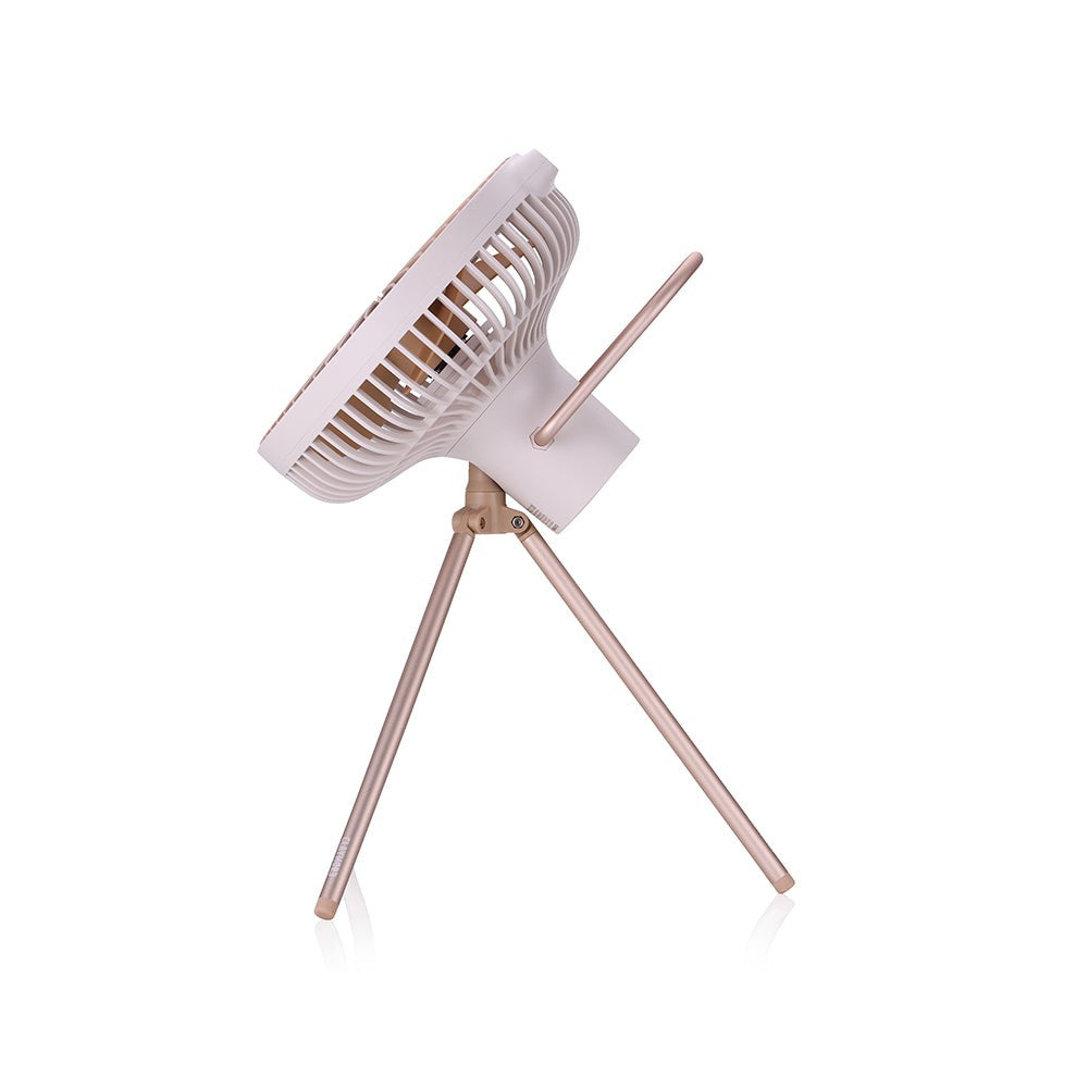 V600+ circulator fan head tilted upward showing its 45 degree vertical adjustment