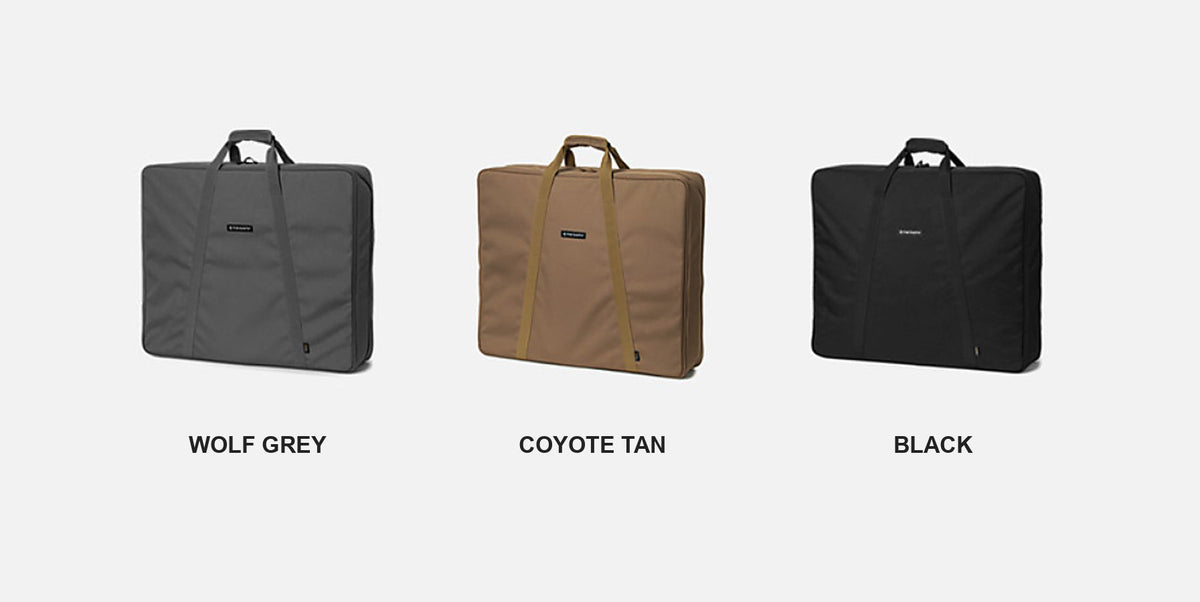 The three CORDURA FD Chair Case colours side by side: Wolf Grey, Coyote Tan and Black
