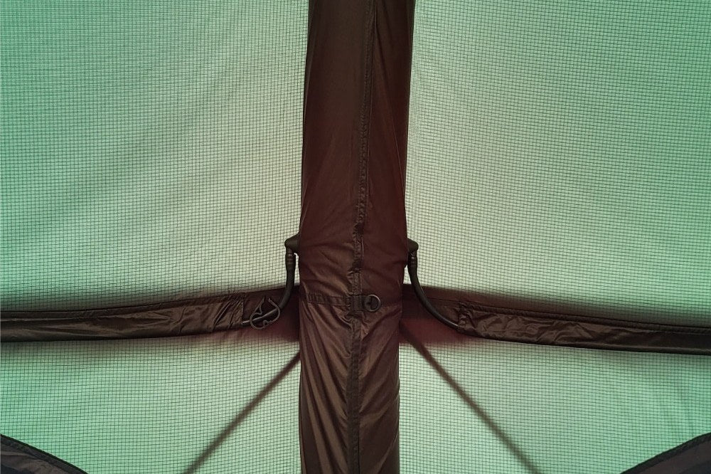 Gopamir T720+ Living Air Shelter, single-valve air-frame apex seen from inside
