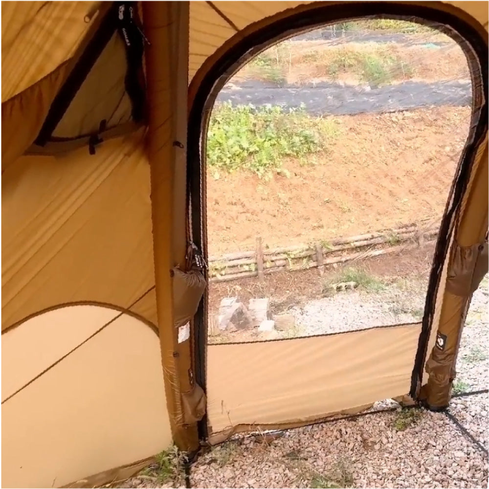 View looking out through the closed clear TPU door from inside
