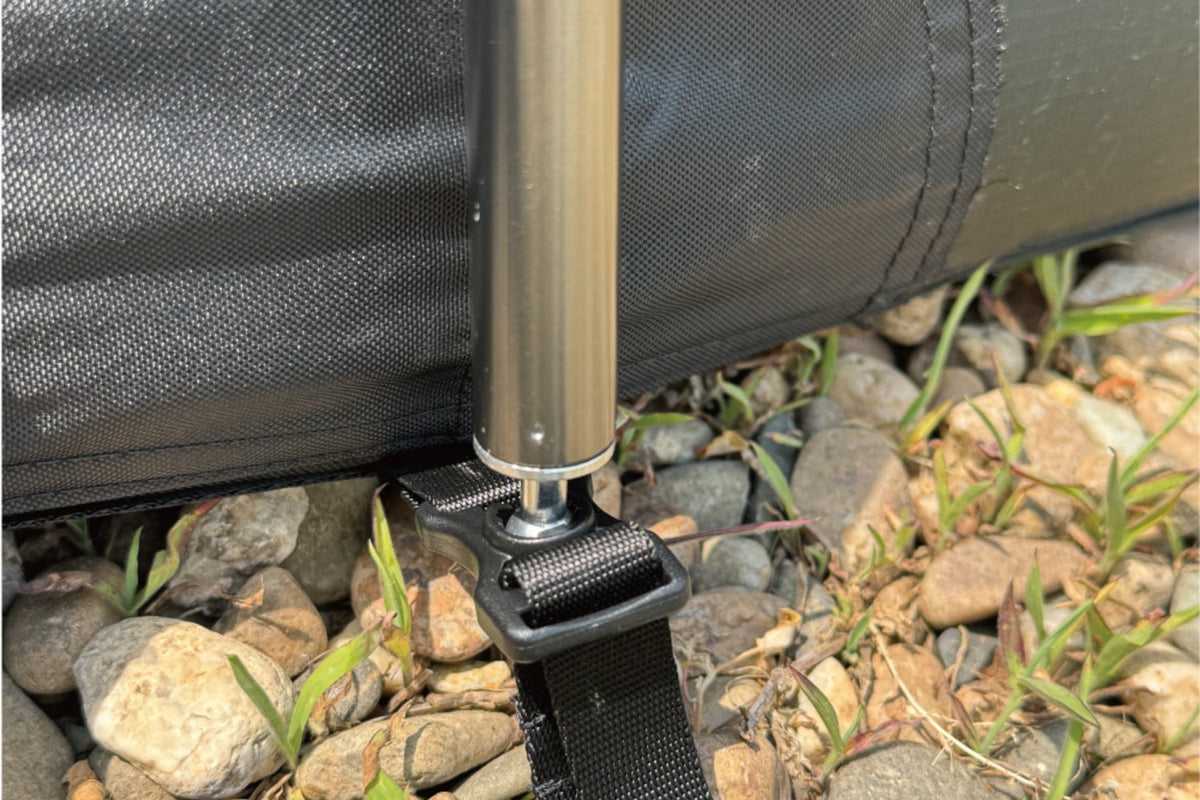 Pole inserted into TN600 shelter sleeve in setup position