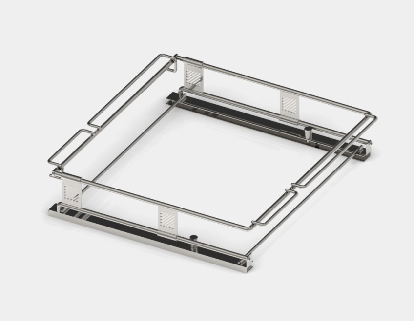 BUENOFE IGT Rail Frame 1.5 isometric view of the bare stainless rail frame