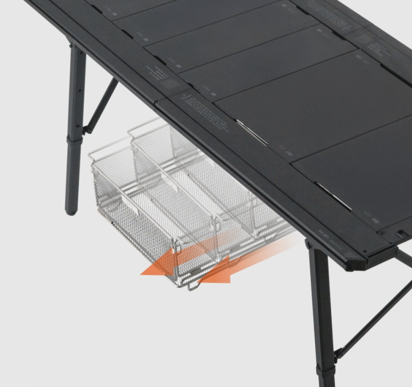 BUENOFE IGT Rail Frame 1.5 with direction indicators showing the drawer-style slide travel