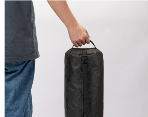 Hand carrying the storage case by its handle