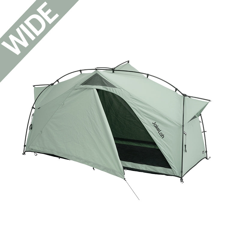 JakeLah J.cot tent W TC in Teal Green - angled view with door open