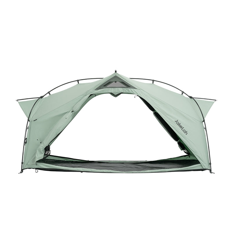 JakeLah J.cot tent W TC in Teal Green - side view with doors fully open