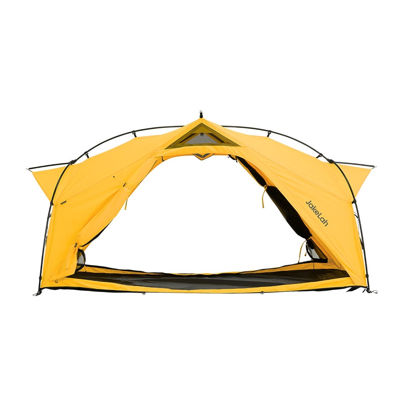 JakeLah J.cot tent W TC in Yellow - side view with doors fully open