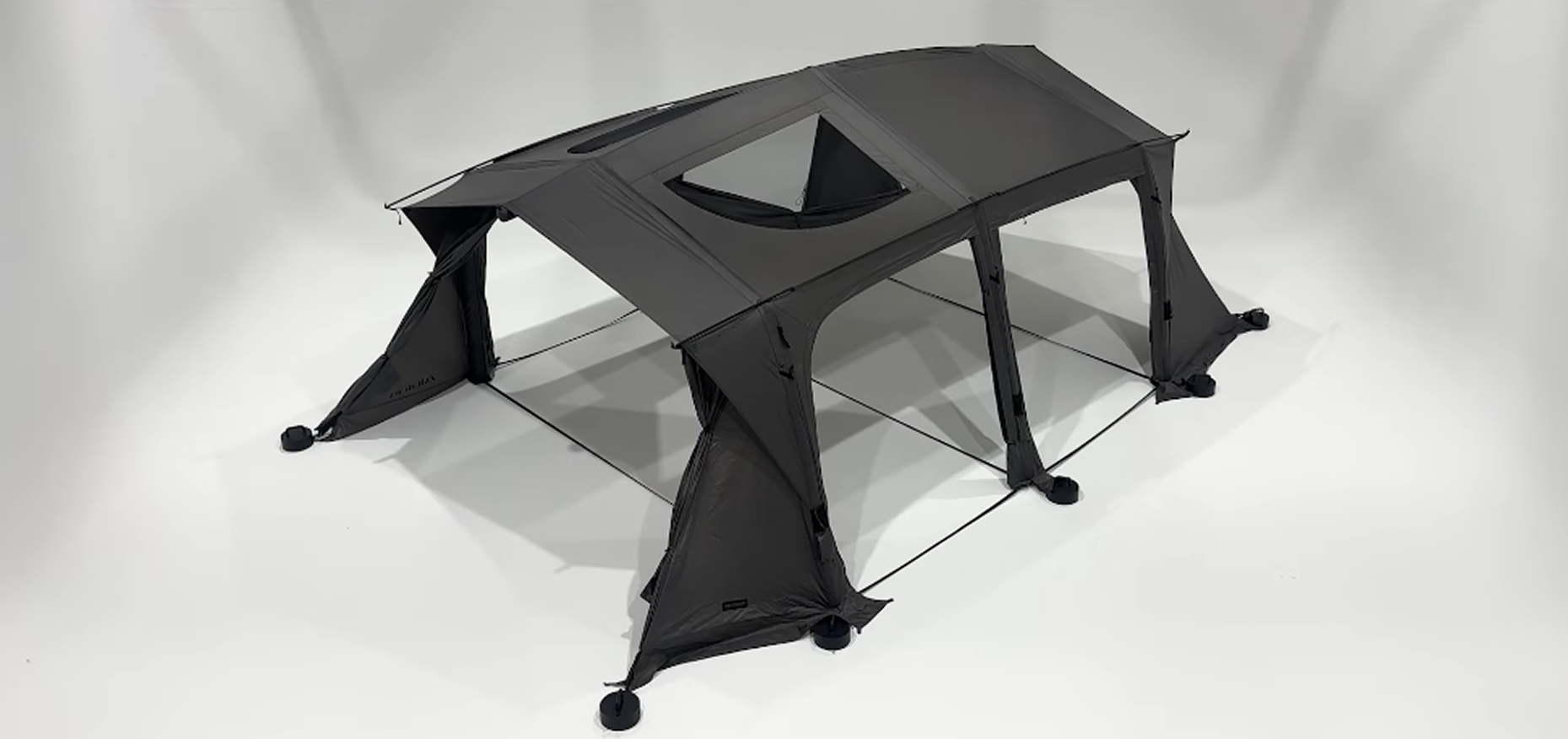 Fully pitched Kazmi AON Albion air tent, setup complete