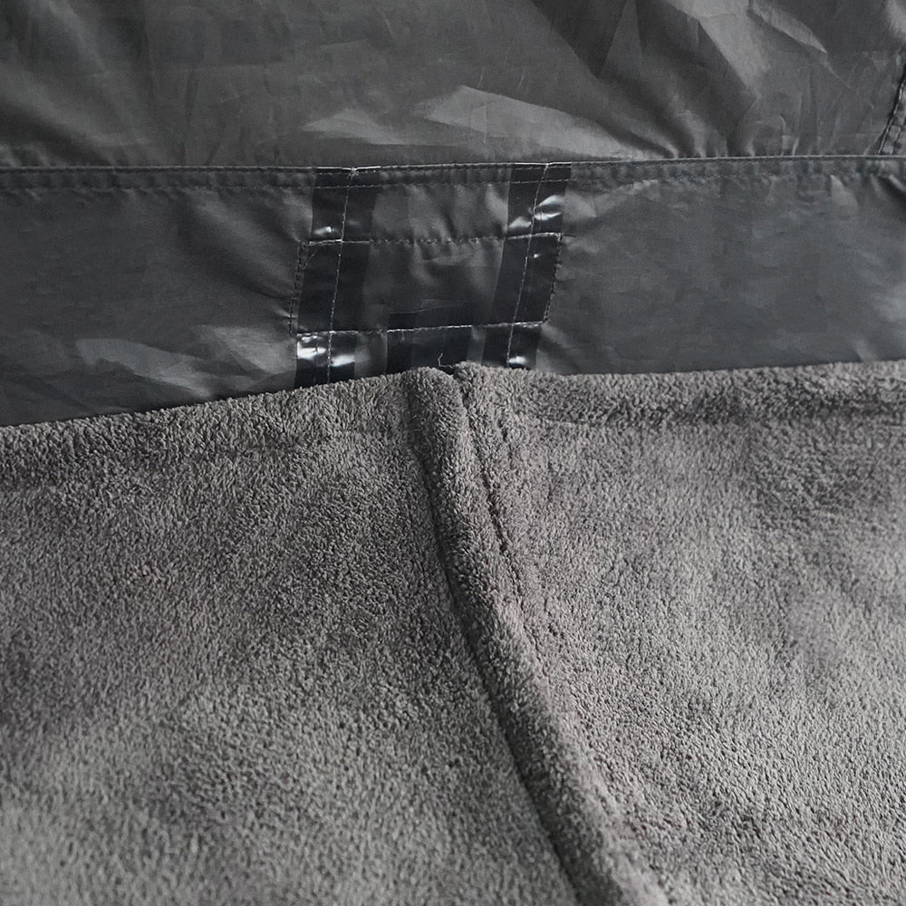 Stepped edge of inner mat rising up Albion tent wall to block condensation