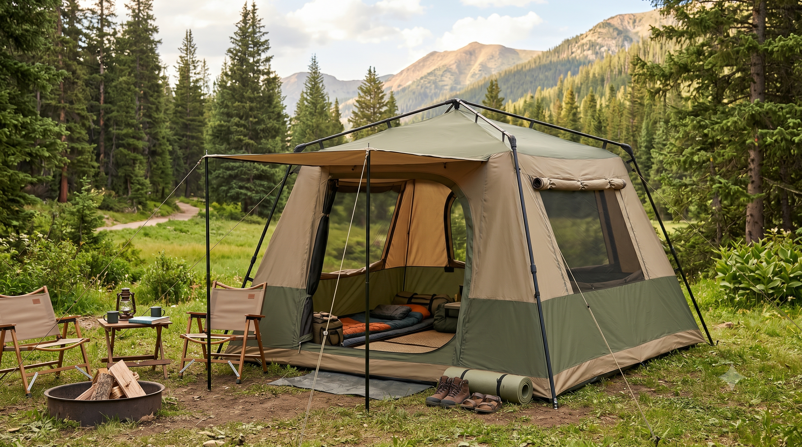 Comparison reference for typical 4-5 person poled cabin tents