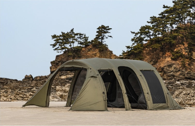 Diagram showing tent geometry holding straight roof line under rain weight