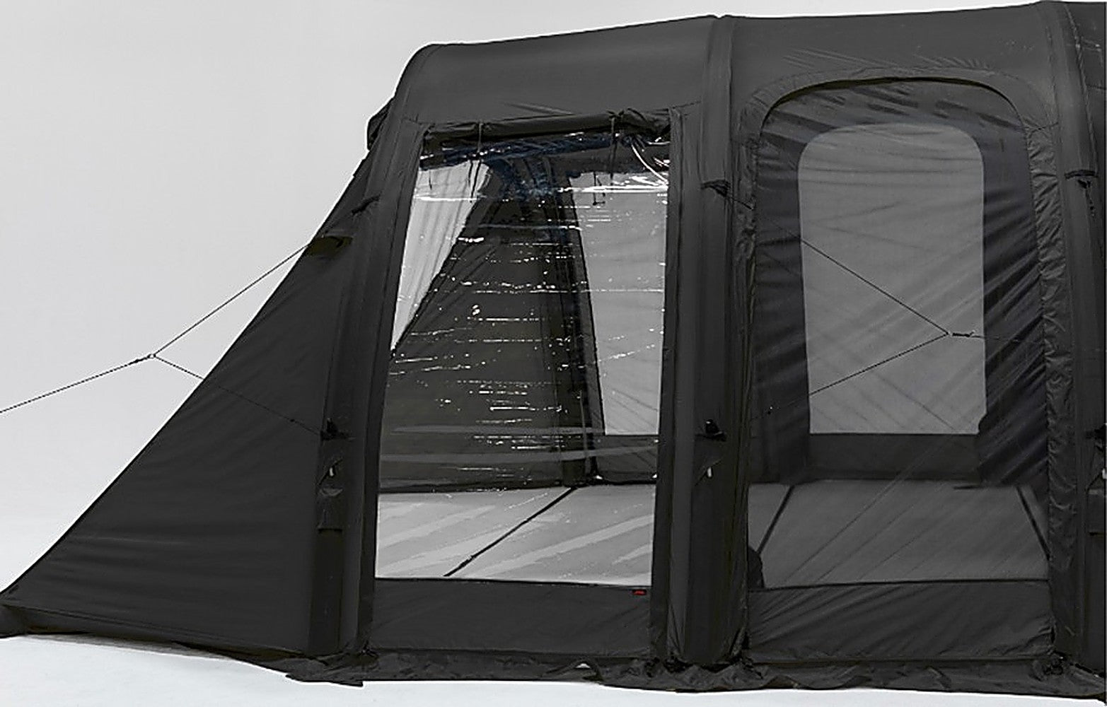 Black Kovea Ghost Phantom Air TPU side extension with clear window panel and door, studio view on light background
