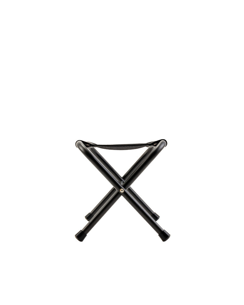 Mesh Folding Bench, Black, folded flat for transport