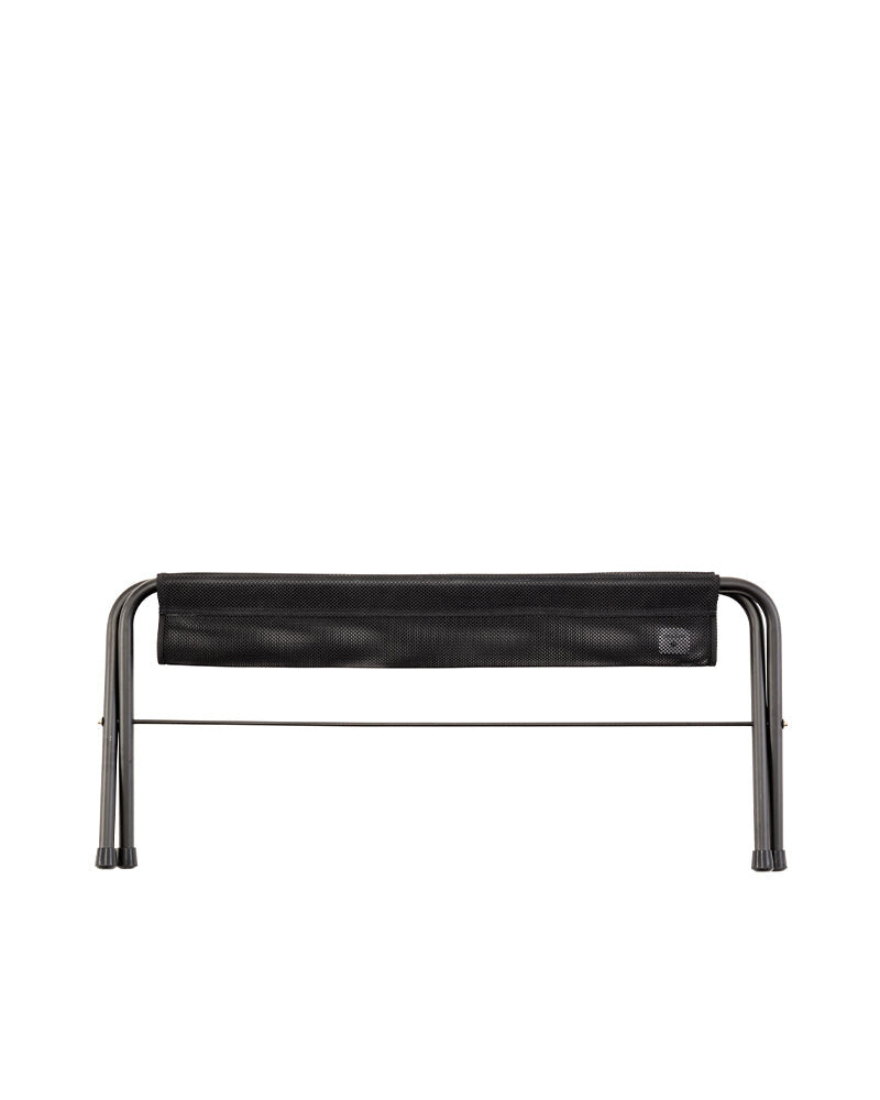 Mesh Folding Bench, Black, side view on a white background