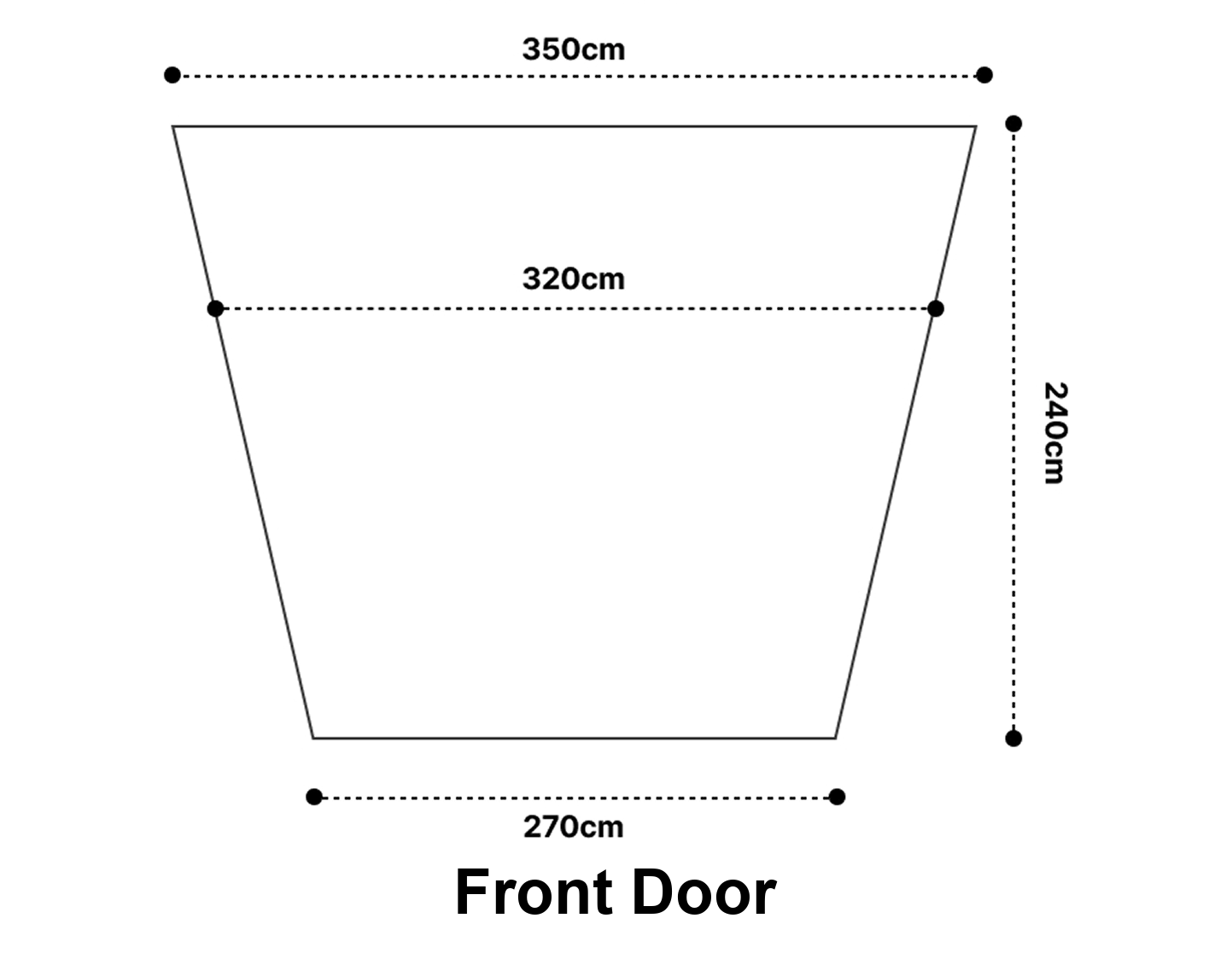 Shelter GM vestibule footprint dimension diagram (Front Door)