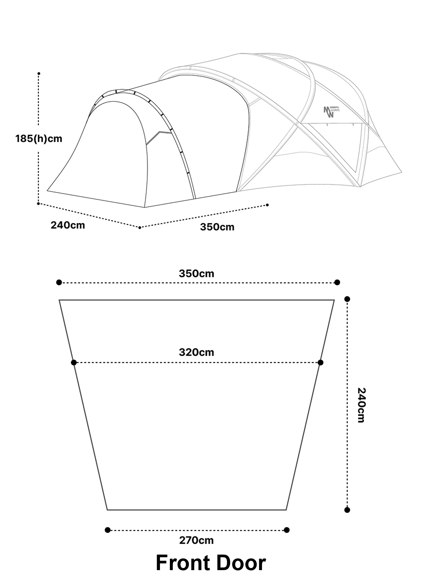 Full dimension diagram of the Shelter GM vestibule