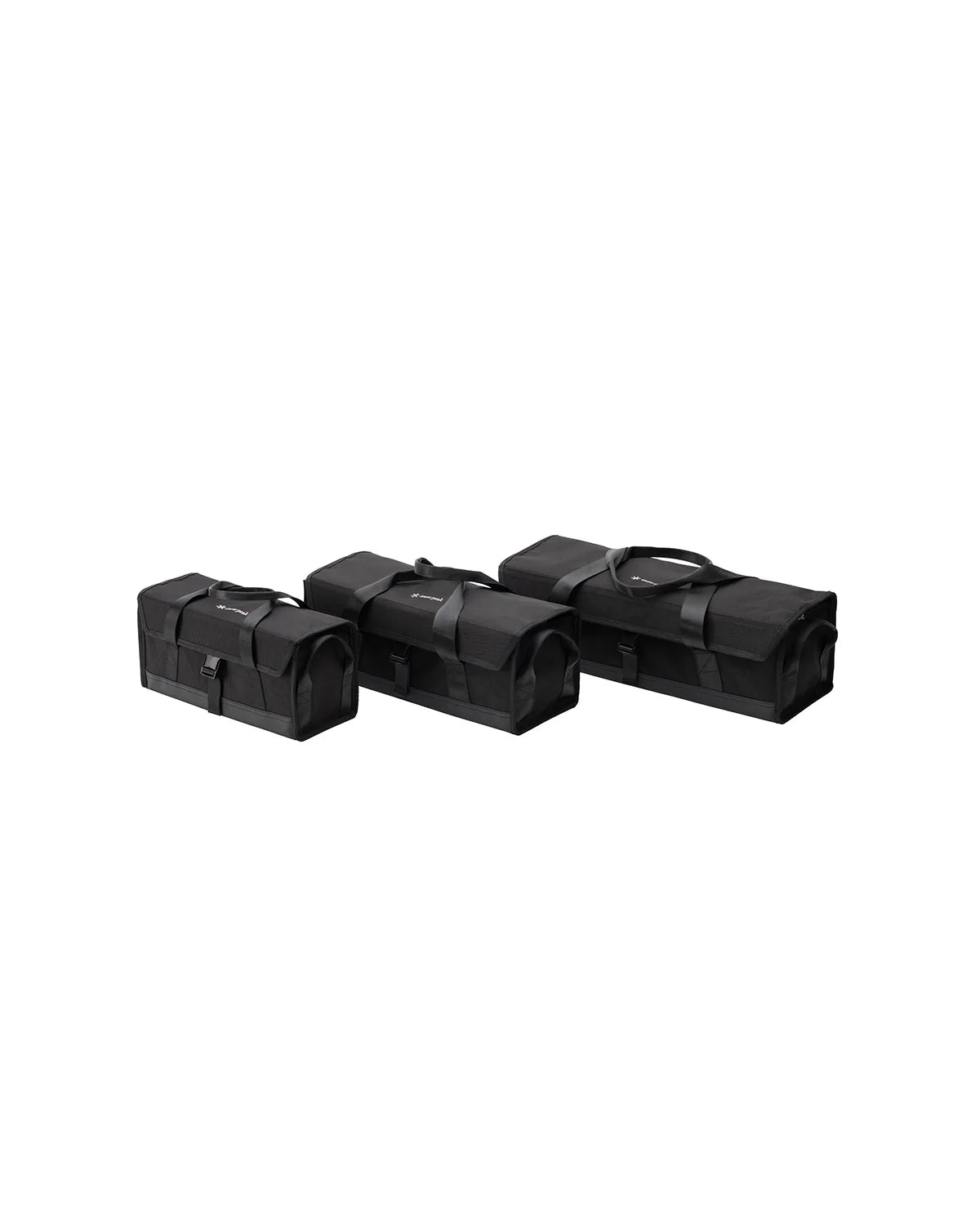 Multi Container, all three sizes lined up in black on a white background