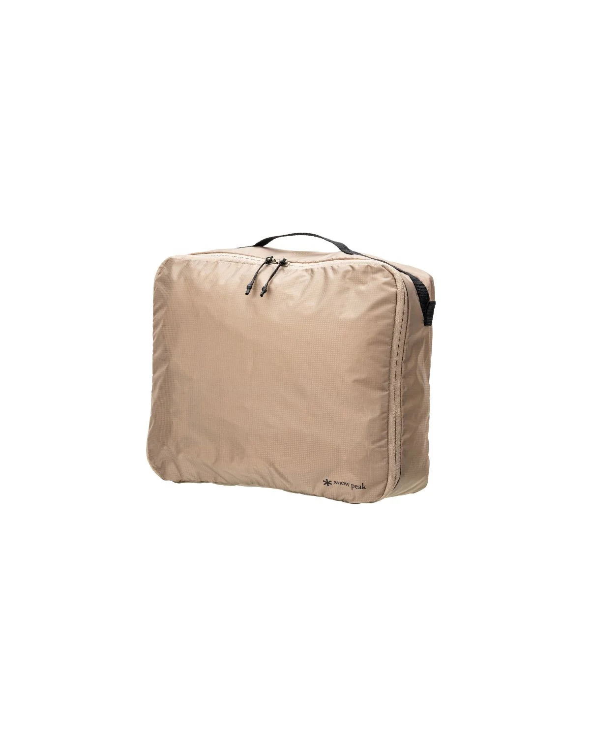 OT Packing Cube, Large, tan nylon cube with a black top handle and zip