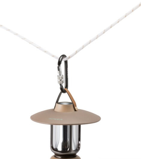 Rico Lantern hanging from a daisy chain via carabiner clip