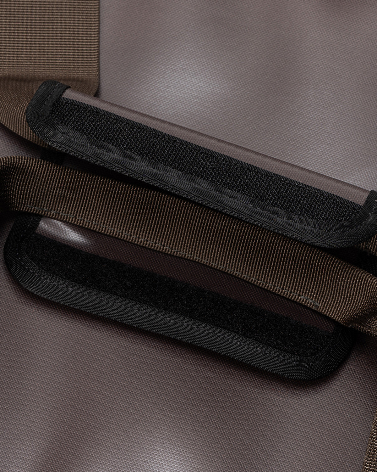 Soft Cooler 47, Tan, hook-and-loop handle cover securing the top handles