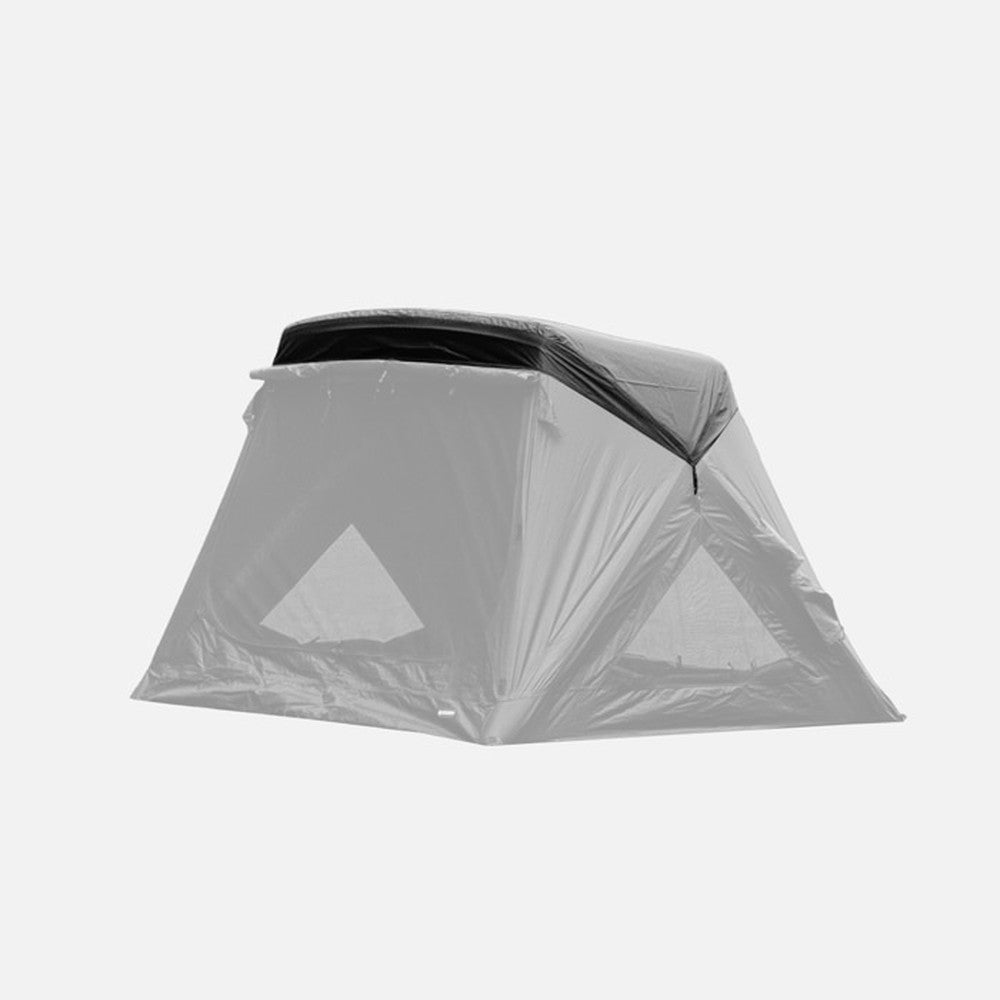 Rooftop fitted over Geo-Air 4 inflatable cabin tent in steady rain