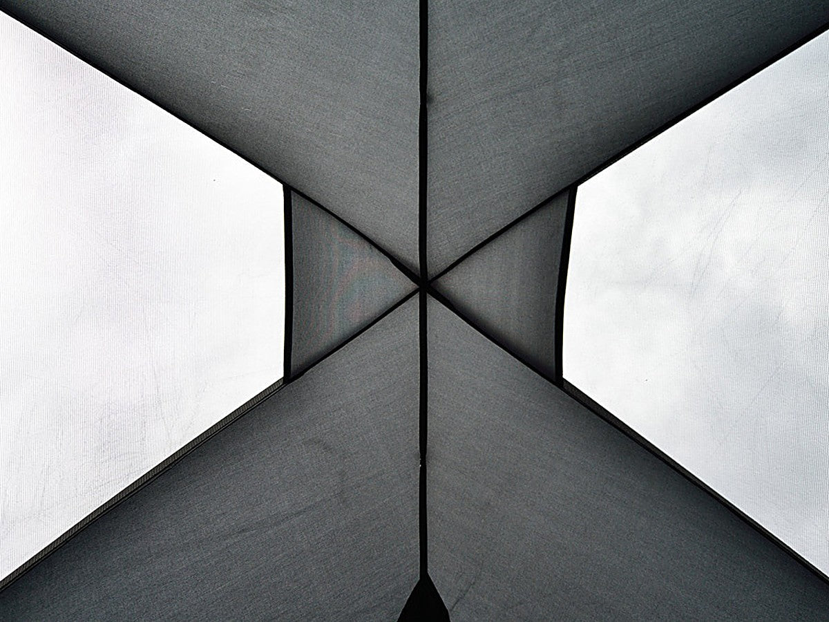 Mesh ceiling of the inner tent viewed from inside