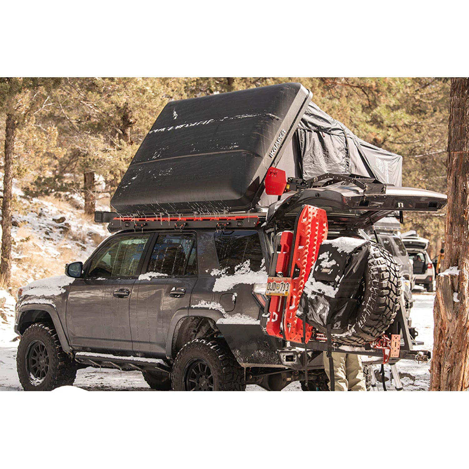 Behind the ikamper Skycamp3.0 with Toyota 4Runner in the winter